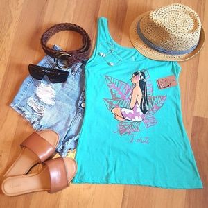 Hinano Women's Teal Tank Top, X-small